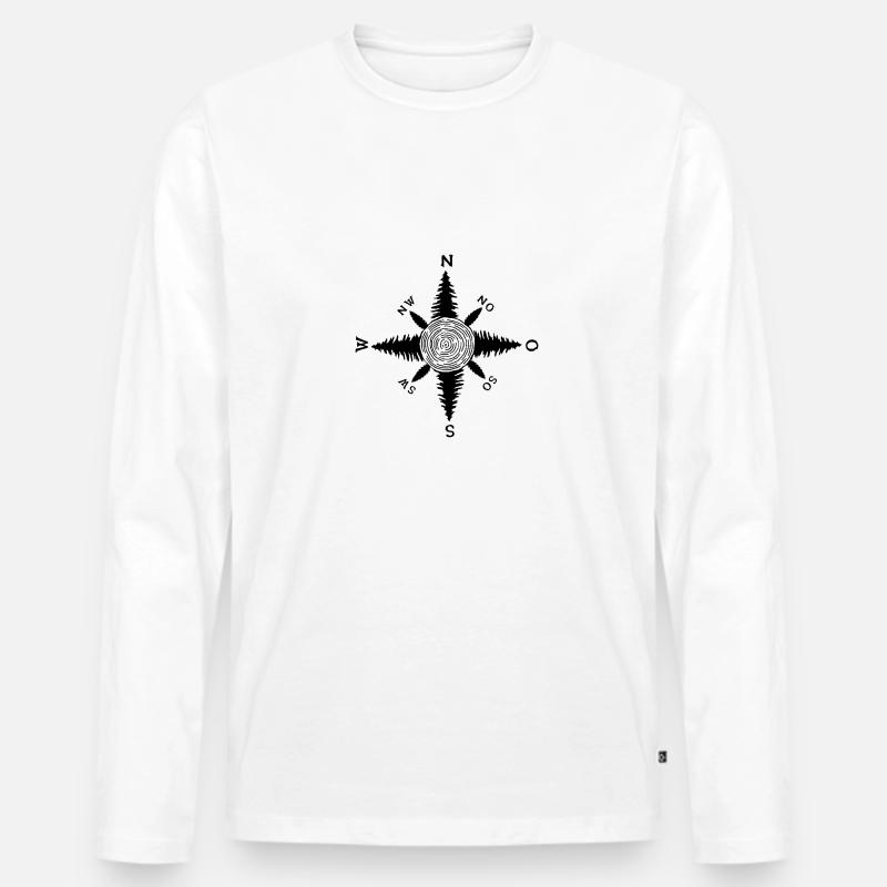 Schwarzwald-Kompass - Männer Premium Bio Langarmshirt - Weiß