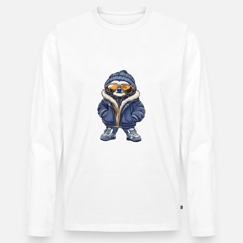 Sloth Cool Comic - Men's Premium Organic Long Sleeve Shirt - white