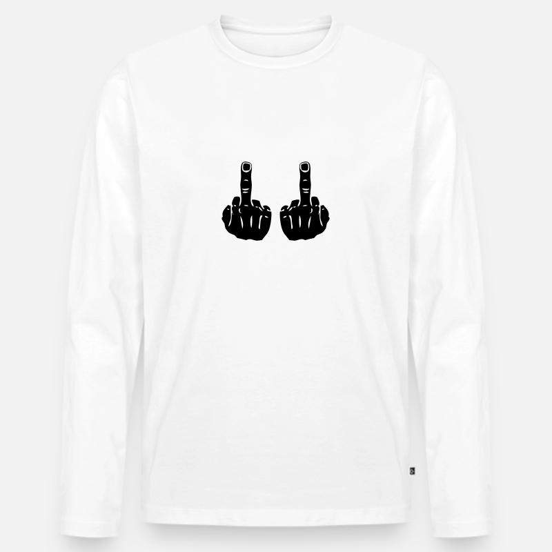 mittelfinger 2 - Männer Premium Bio Langarmshirt - Weiß