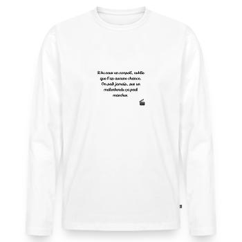 Sur un malentendu ça peut marcher / Les Bronzés - T-shirt manches longues Premium bio Homme - blanc - Devant - Nico (187cm)