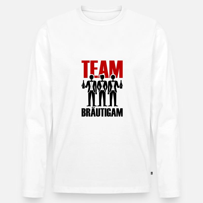 Team Bräutigam Polterhochzeit - Männer Premium Bio Langarmshirt - Weiß