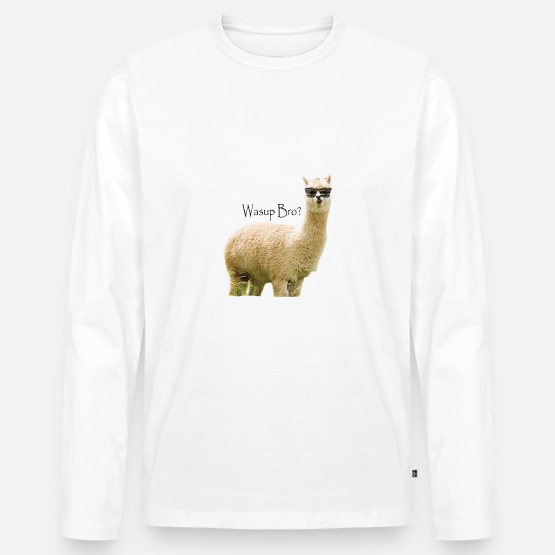 Alpaka Bro - Männer Premium Bio Langarmshirt - Weiß