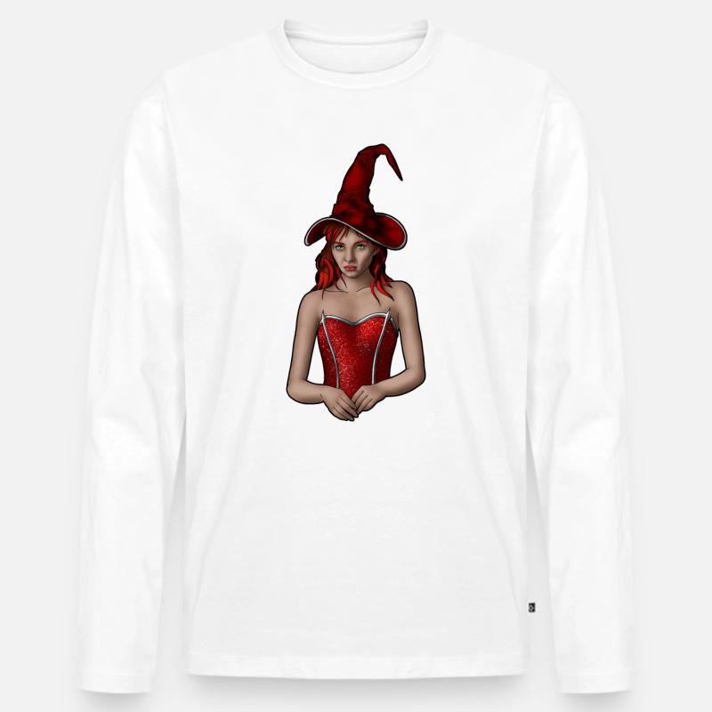 Die Hexe - Männer Premium Bio Langarmshirt - Weiß