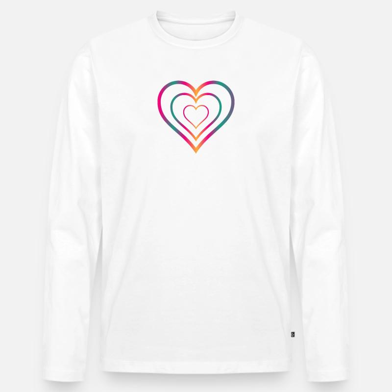 HERZ - Männer Premium Bio Langarmshirt - Weiß