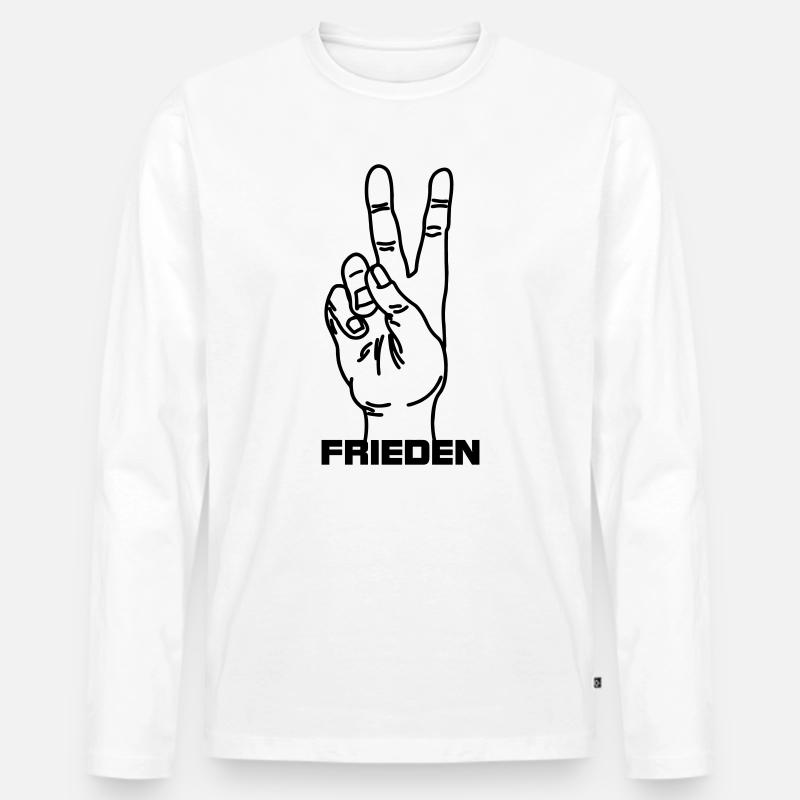 Handgeste deutsch Frieden - Männer Premium Bio Langarmshirt - Weiß