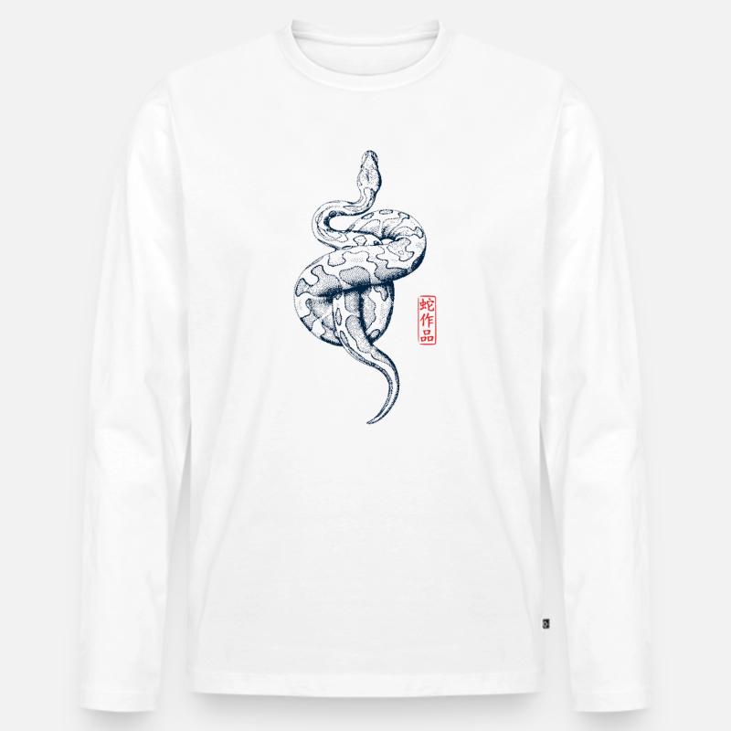 Python mit Kanji Stempel - Männer Premium Bio Langarmshirt - Weiß