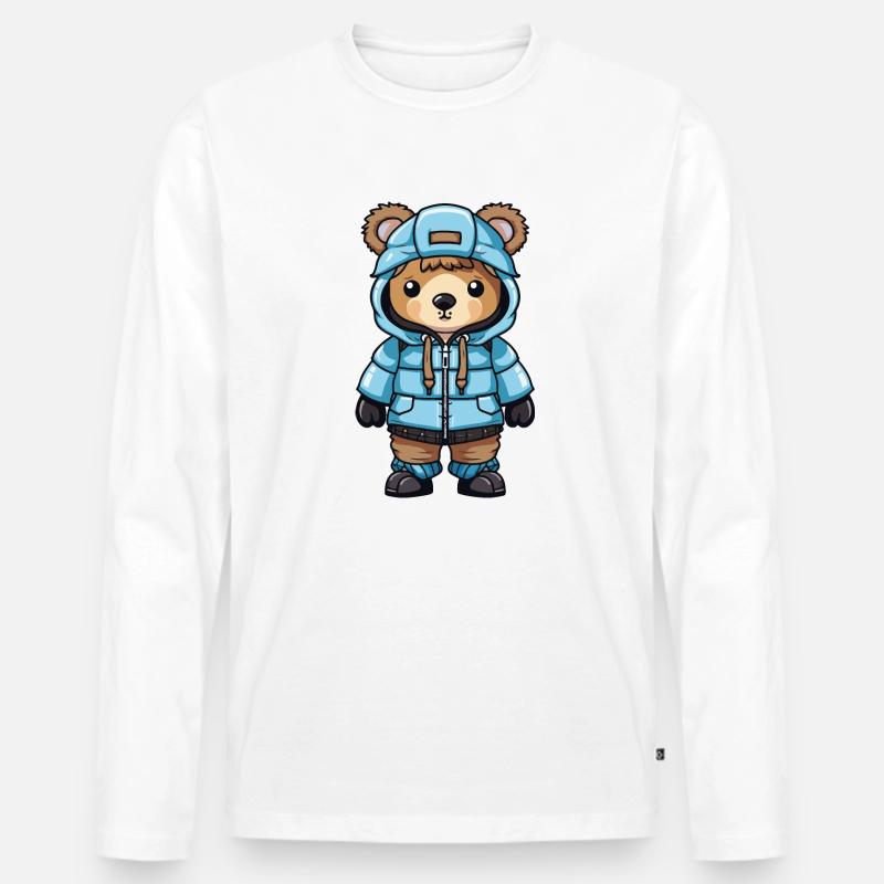 Bär Winter Comic - Männer Premium Bio Langarmshirt - undefined