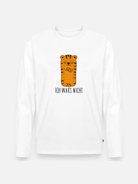 Ich wars nicht -Tiger - Männer Premium Bio Langarmshirt - Weiß