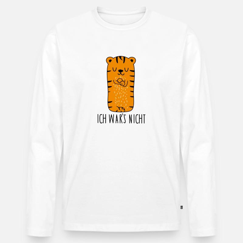 Ich wars nicht -Tiger - Männer Premium Bio Langarmshirt - Weiß