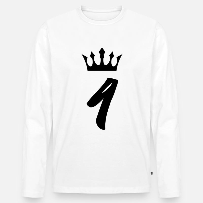 4 Zahl Krone - Männer Premium Bio Langarmshirt - Weiß