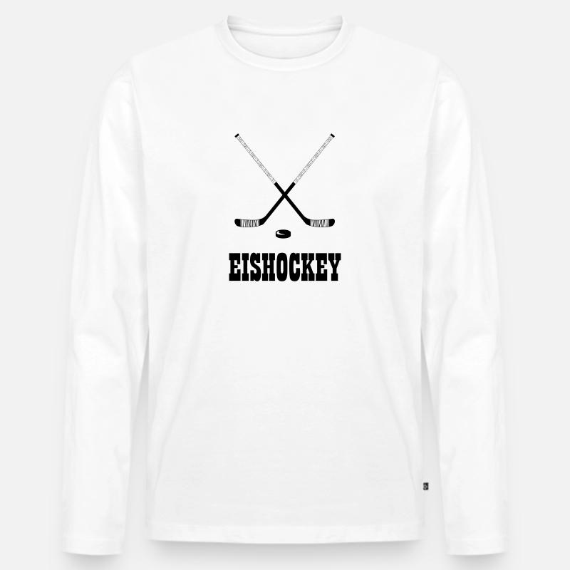 Eishockey - Eishockeyfans - Eishockeyschläger - Männer Premium Bio Langarmshirt - Weiß