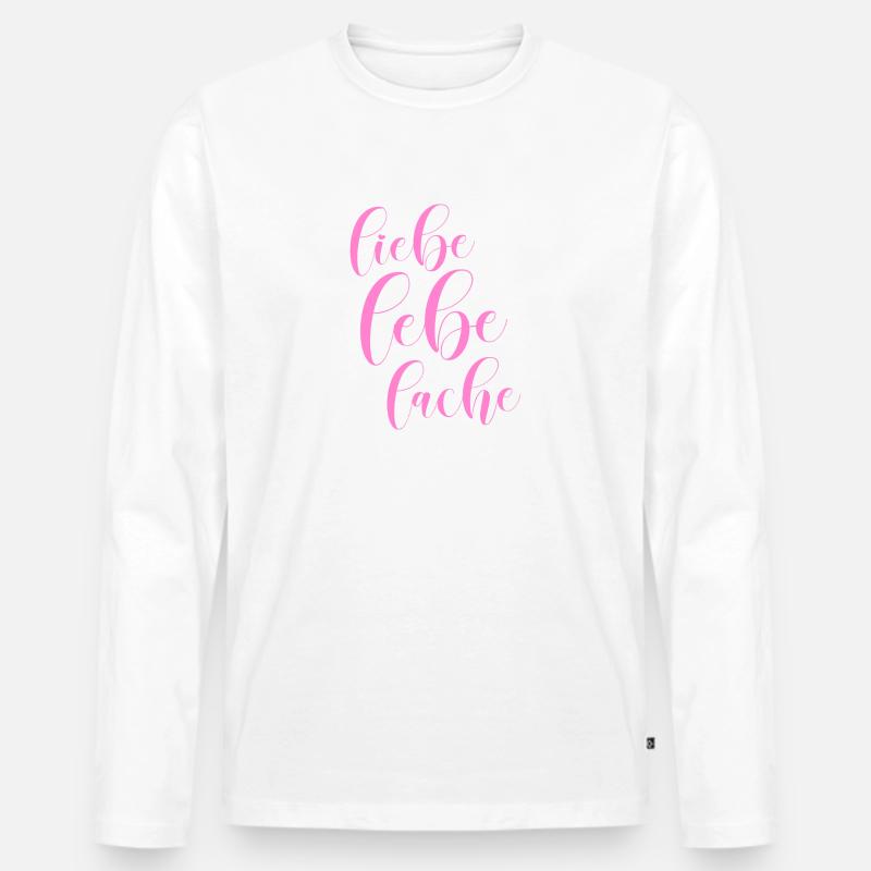 Liebe lebe lache - Männer Premium Bio Langarmshirt - Weiß