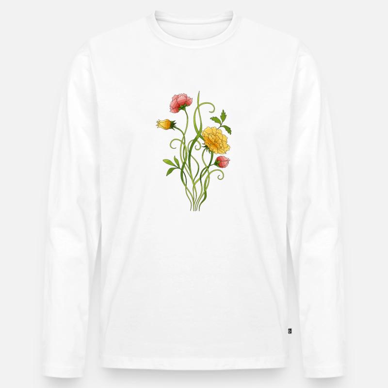 Blumen - Männer Premium Bio Langarmshirt - Weiß