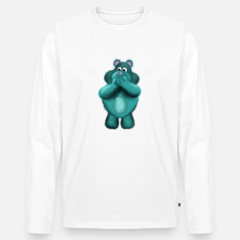 Fluffy der fluffige Teddybär - Männer Premium Bio Langarmshirt - Weiß