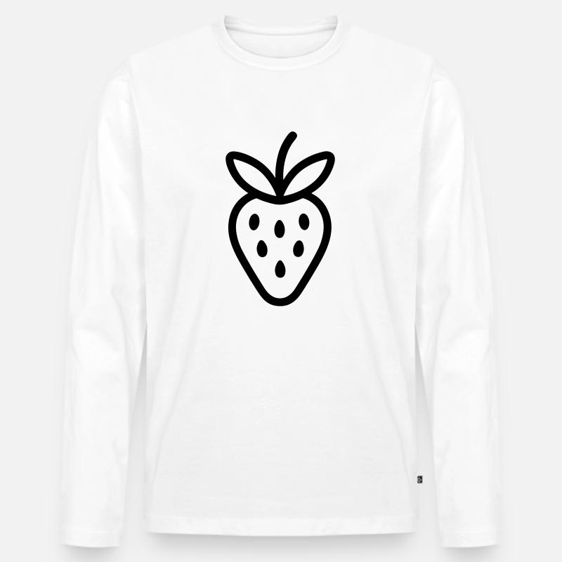 Erdbeere - Männer Premium Bio Langarmshirt - Weiß