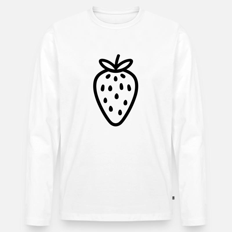 Erdbeere - Männer Premium Bio Langarmshirt - Weiß
