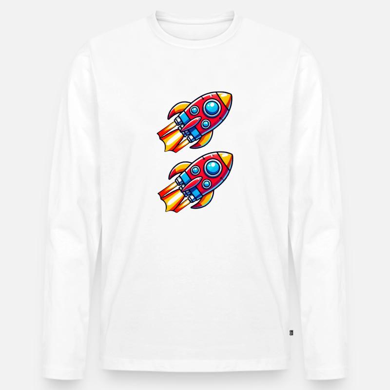 rakete comic - Männer Premium Bio Langarmshirt - Weiß