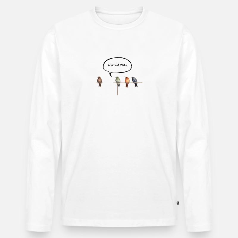 Der hat WiFi - Deutsch - Männer Premium Bio Langarmshirt - Weiß