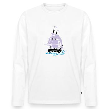 voilier 2 - T-shirt manches longues Premium bio Homme - blanc - Devant - Nico (187cm)