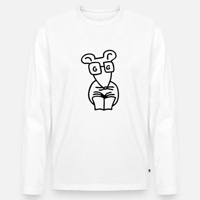 Leseratte - Line - Männer Premium Bio Langarmshirt - Weiß