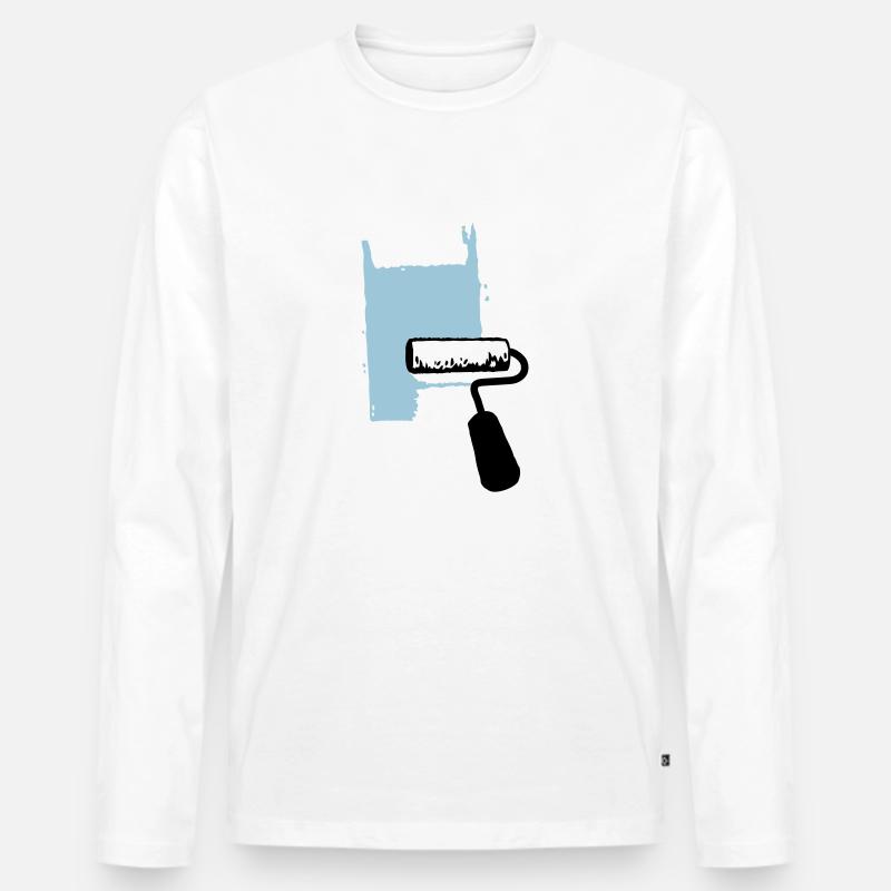 Farbroller - Männer Premium Bio Langarmshirt - Weiß