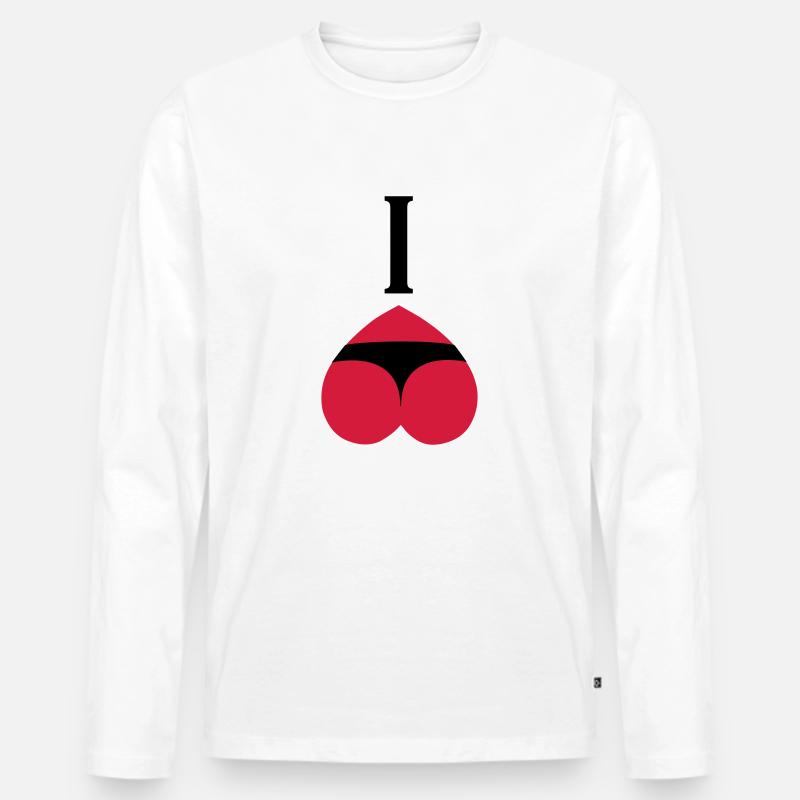 I love ass - Maglia a manica lunga ecologica premium da uomo - bianco