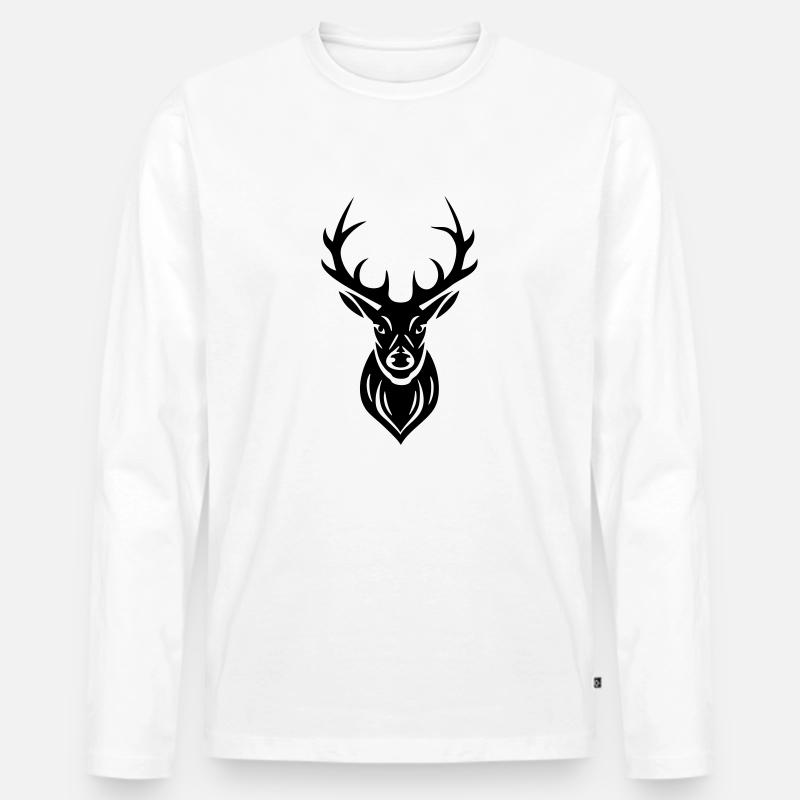 Hirsch Geweih - Männer Premium Bio Langarmshirt - Weiß