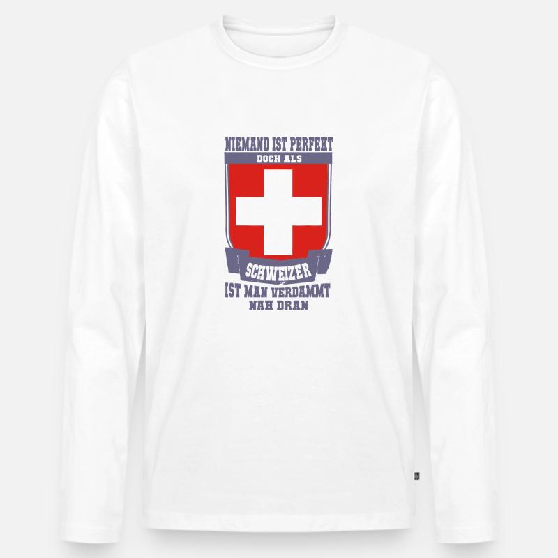 Schweizer Perfekt - Männer Premium Bio Langarmshirt - Weiß