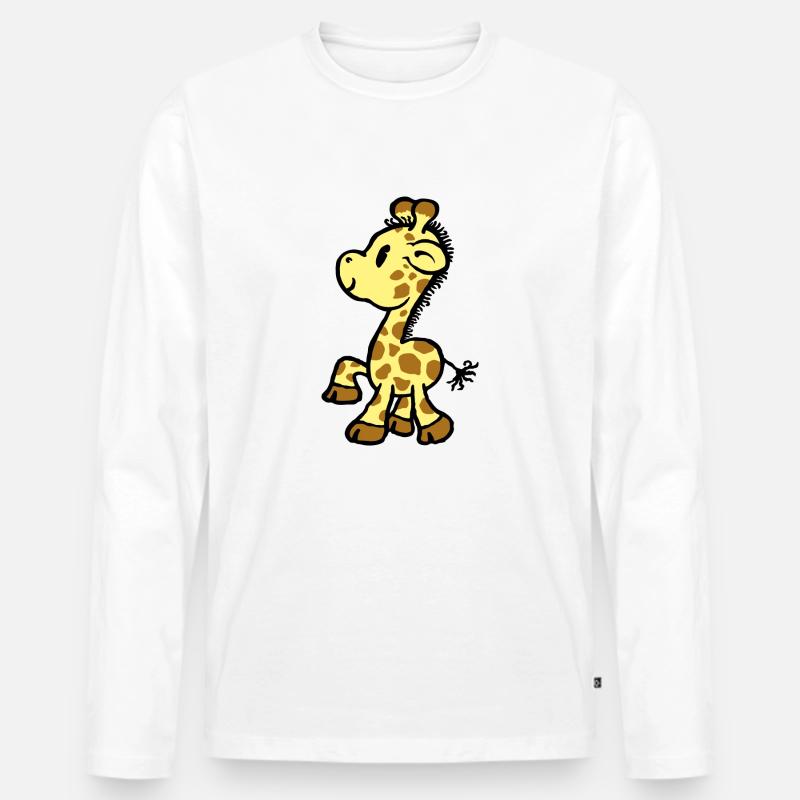 Giraffe - Männer Premium Bio Langarmshirt - Weiß