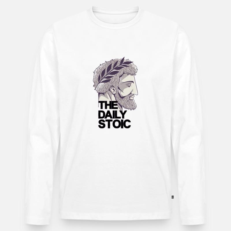 Marcus Aurelius | The daily Stoic - Männer Premium Bio Langarmshirt - Weiß