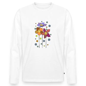 Blumen - Männer Premium Bio Langarmshirt - Weiß - Vorne - Nico (187cm)