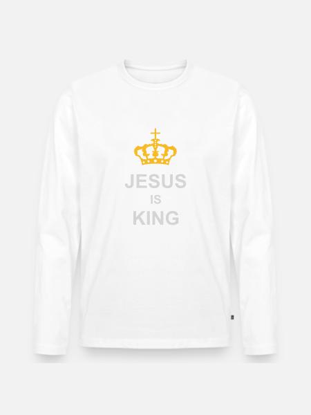 jesus is king quote - Men's Premium Organic Long Sleeve Shirt - white
