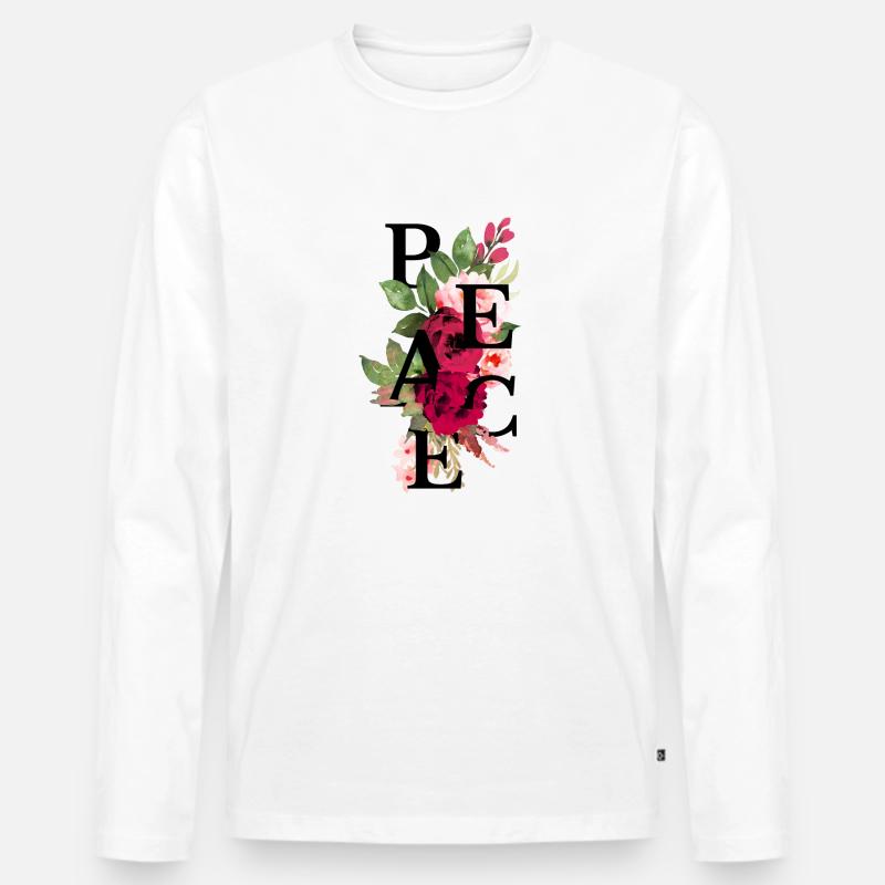 Frieden Blumen - Männer Premium Bio Langarmshirt - Weiß