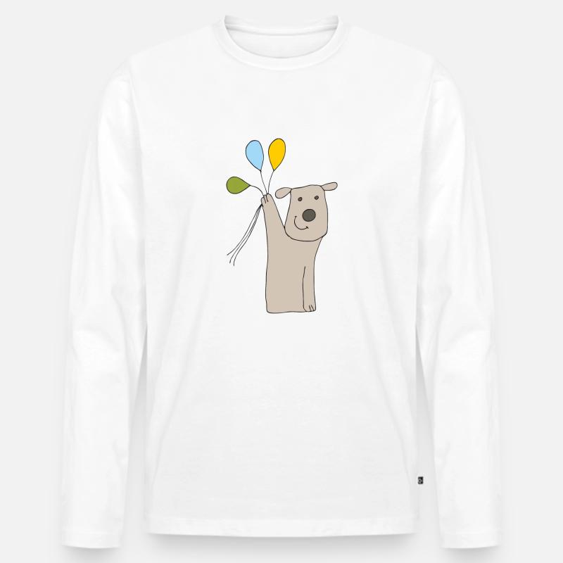 hund mit luftballons - Männer Premium Bio Langarmshirt - Weiß