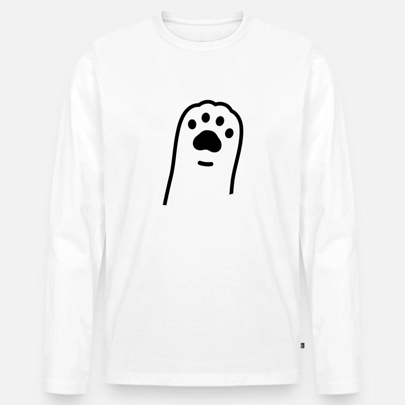 Katzenpfote - Männer Premium Bio Langarmshirt - Weiß