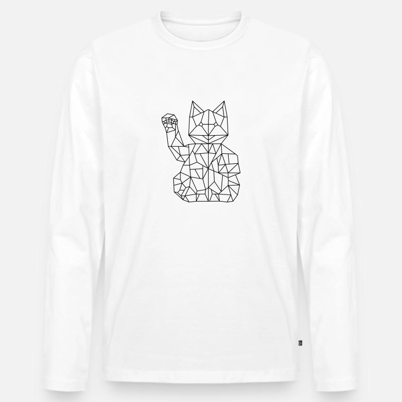 Fortune Cat Maneki-neko Polygon - Männer Premium Bio Langarmshirt - Weiß