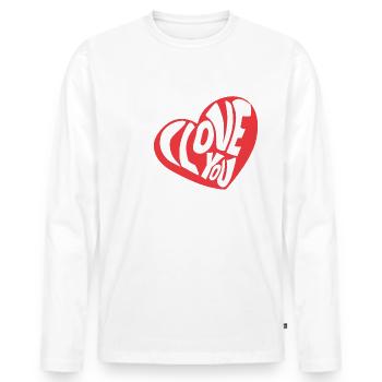 I Love you - Männer Premium Bio Langarmshirt - Weiß - Vorne - Nico (187cm)