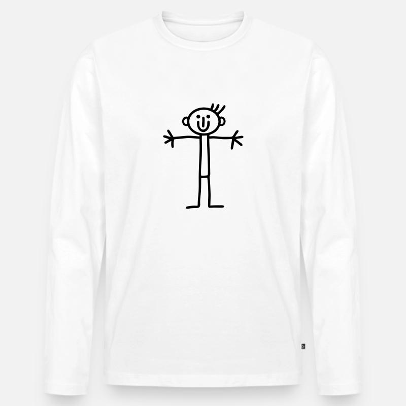 Strichmännchen offenene Arme - Männer Premium Bio Langarmshirt - Weiß