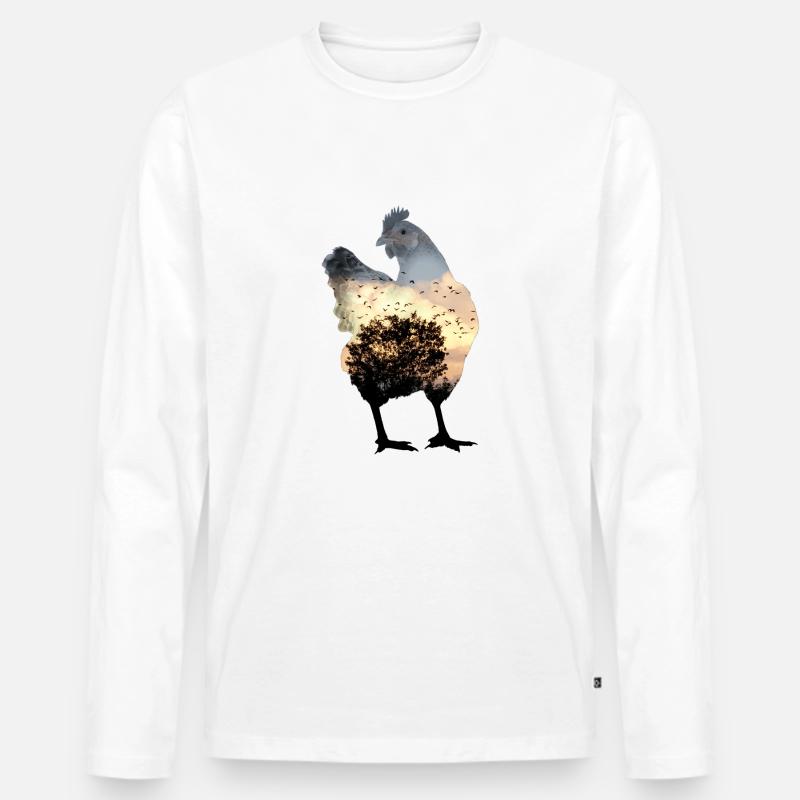 Hühnchen - Männer Premium Bio Langarmshirt - Weiß