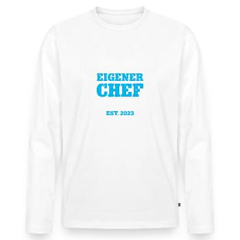 Endlich Eigener Chef 2023 Selbstständig Machen - Männer Premium Bio Langarmshirt - Weiß - Vorne - Nico (187cm)