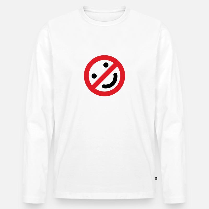 KEIN SMILING. - Männer Premium Bio Langarmshirt - Weiß