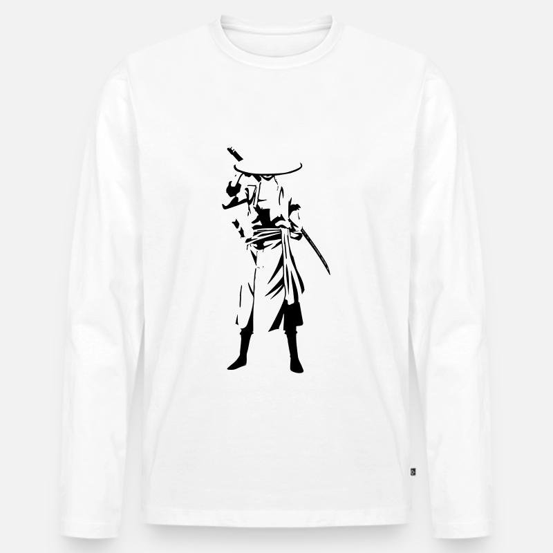 Samurai2 - Männer Premium Bio Langarmshirt - Weiß