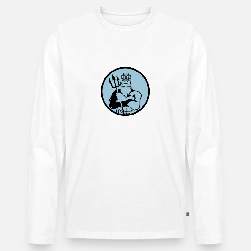 poseidon 002 - Männer Premium Bio Langarmshirt - Weiß