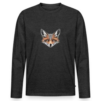 Fox with Deep Look - Men's Premium Organic Long Sleeve Shirt - heather anthracite - Front - Nico (187cm)
