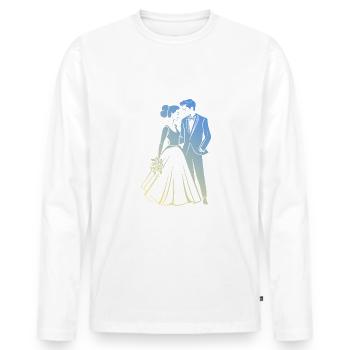 Marié Jeunes mariés - T-shirt manches longues Premium bio Homme - blanc - Devant - Nico (187cm)