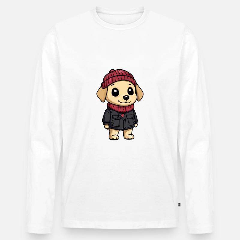 Labrador Hund Winter - Männer Premium Bio Langarmshirt - Weiß