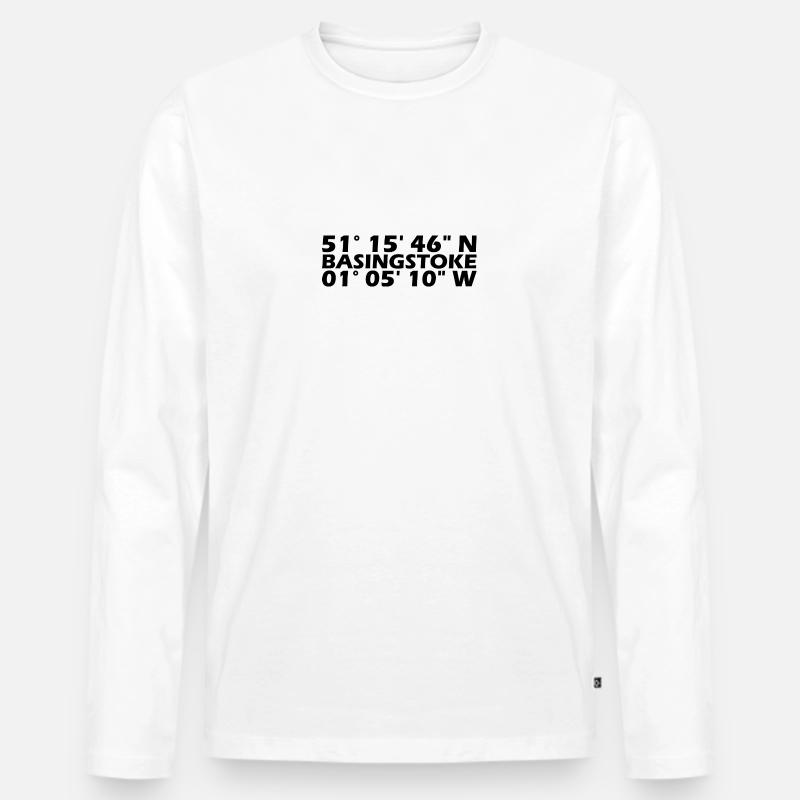 Basingstoke Koordinaten - Männer Premium Bio Langarmshirt - Weiß