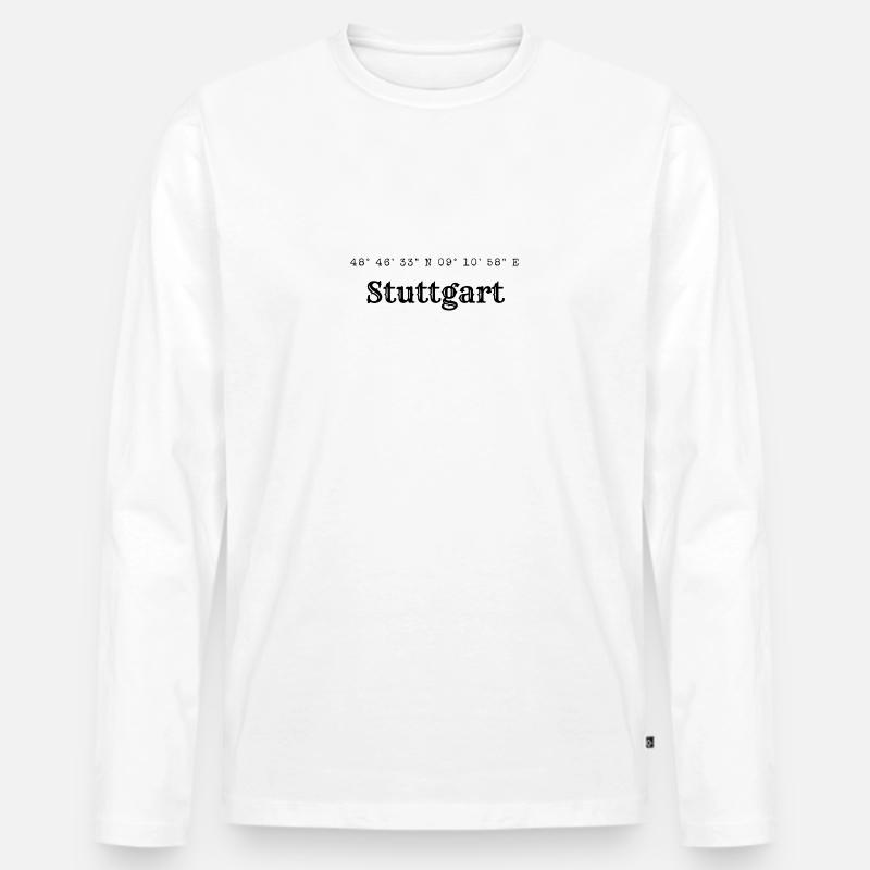Stuttgart Koordinaten - Männer Premium Bio Langarmshirt - Weiß