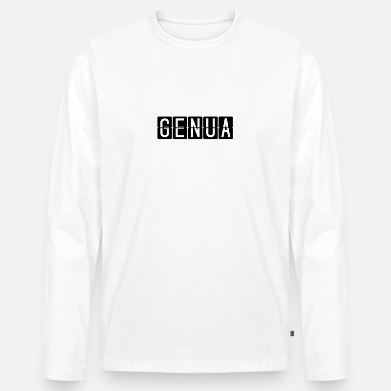 Genua Flughafentafel - Männer Premium Bio Langarmshirt - Weiß