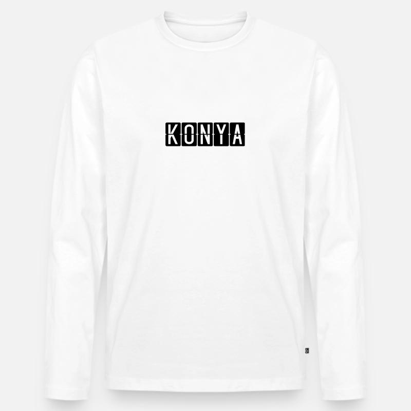 Konya Flughafentafel - Männer Premium Bio Langarmshirt - Weiß